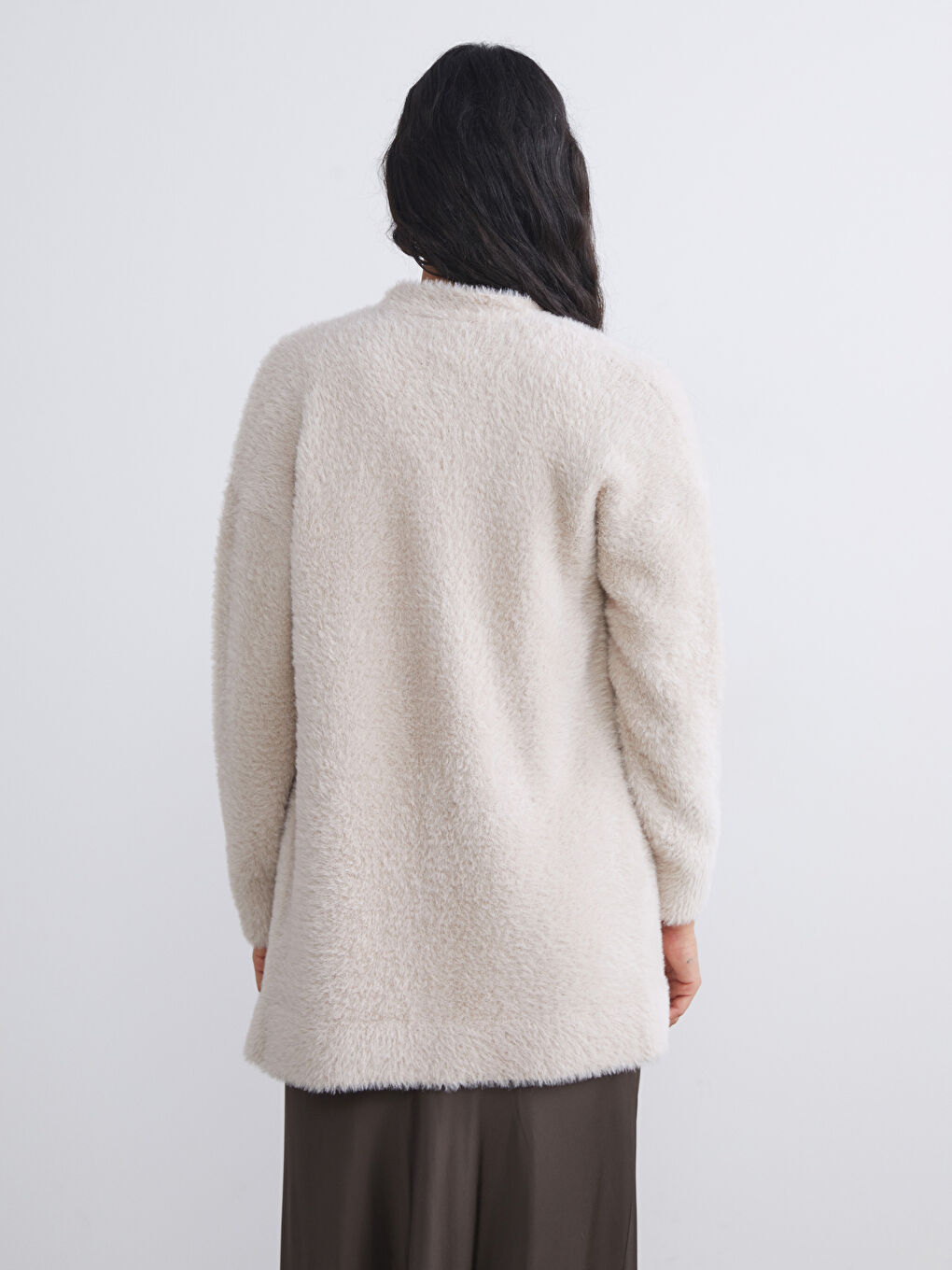 كارديجان محبوك قطيفة بياقة شال للسيدات-3