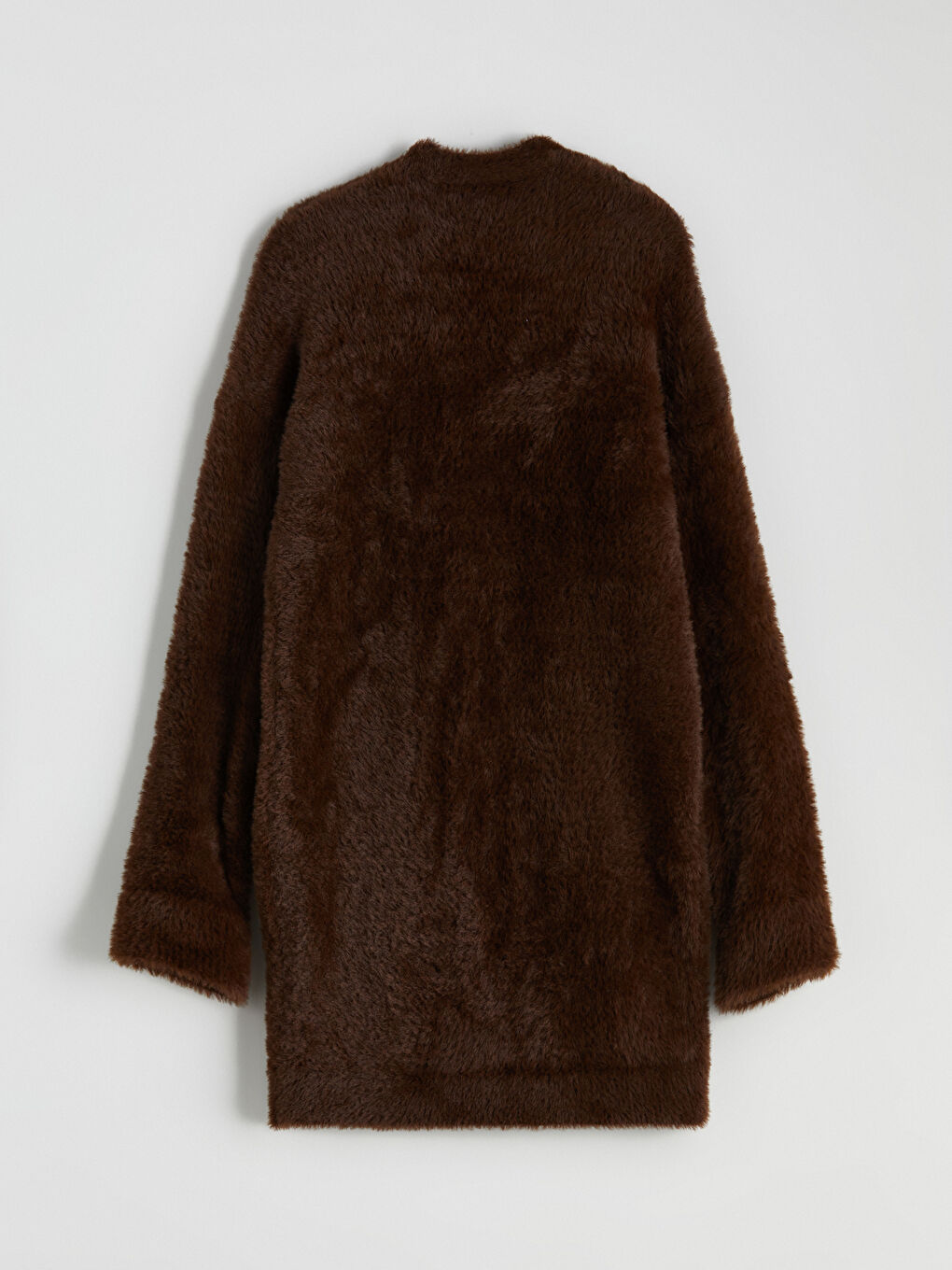 Bej Şal Yaka Kadın Pelüş Triko Hırka-5