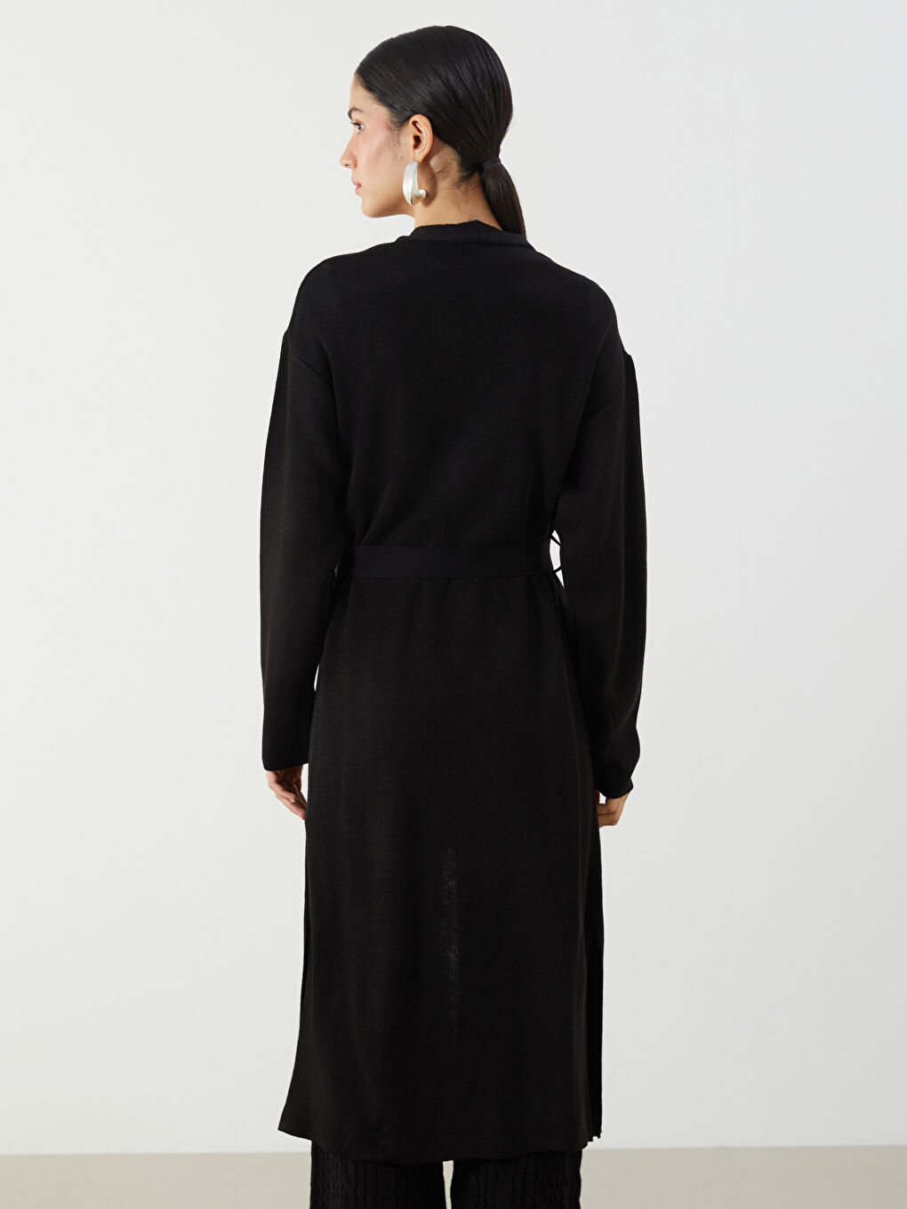 Siyah Şal Yaka Kadın Triko Hırka-3