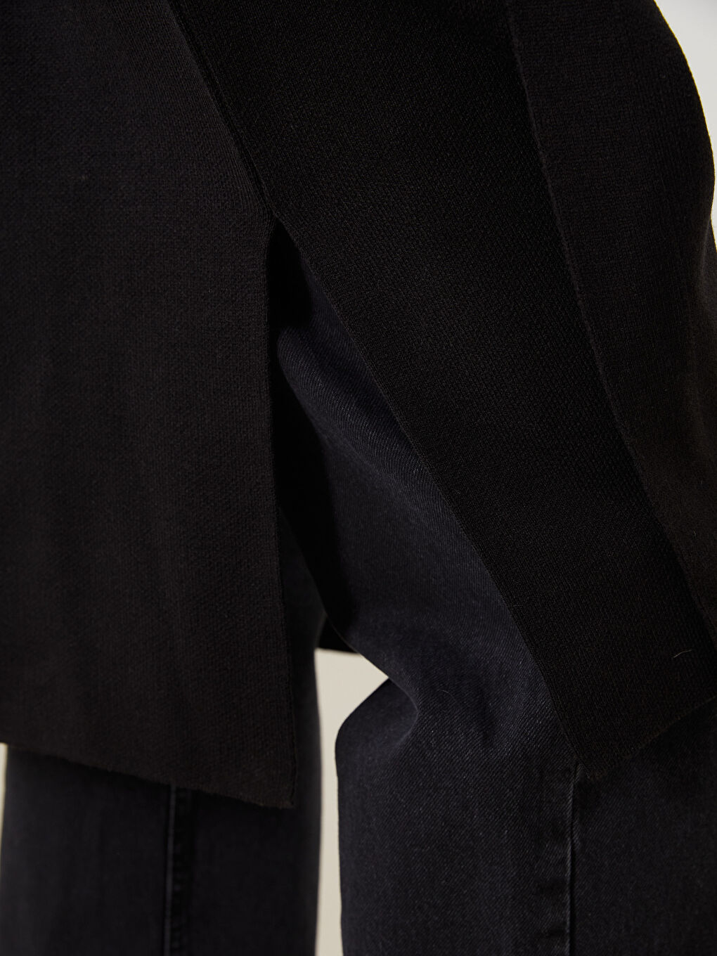 Siyah Şal Yaka Oversize Kadın Triko Yelek-3