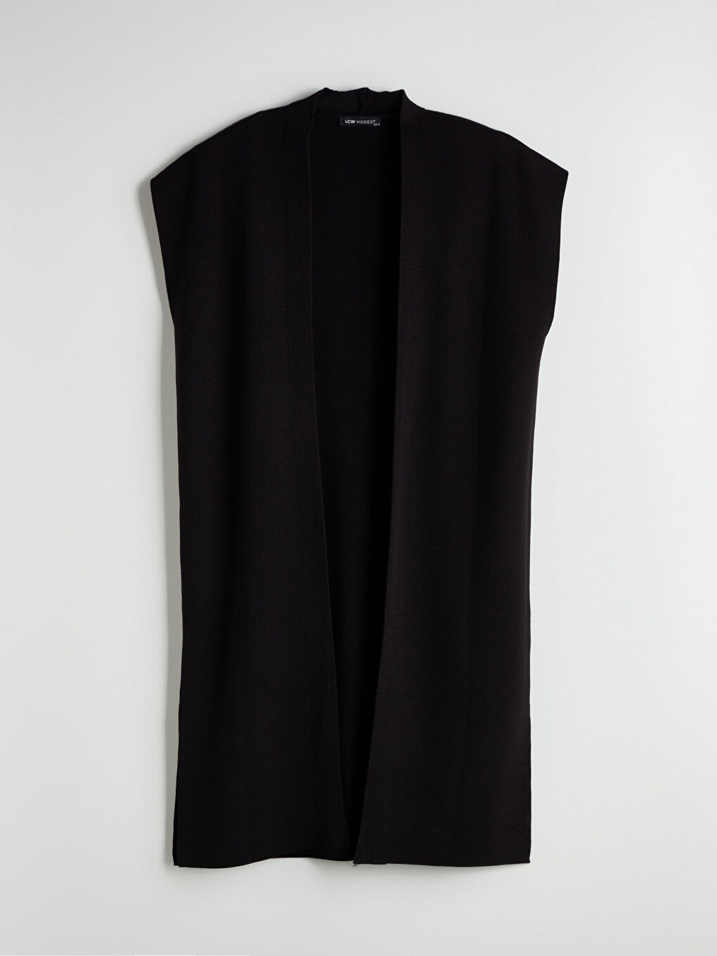 Siyah Şal Yaka Oversize Kadın Triko Yelek-5