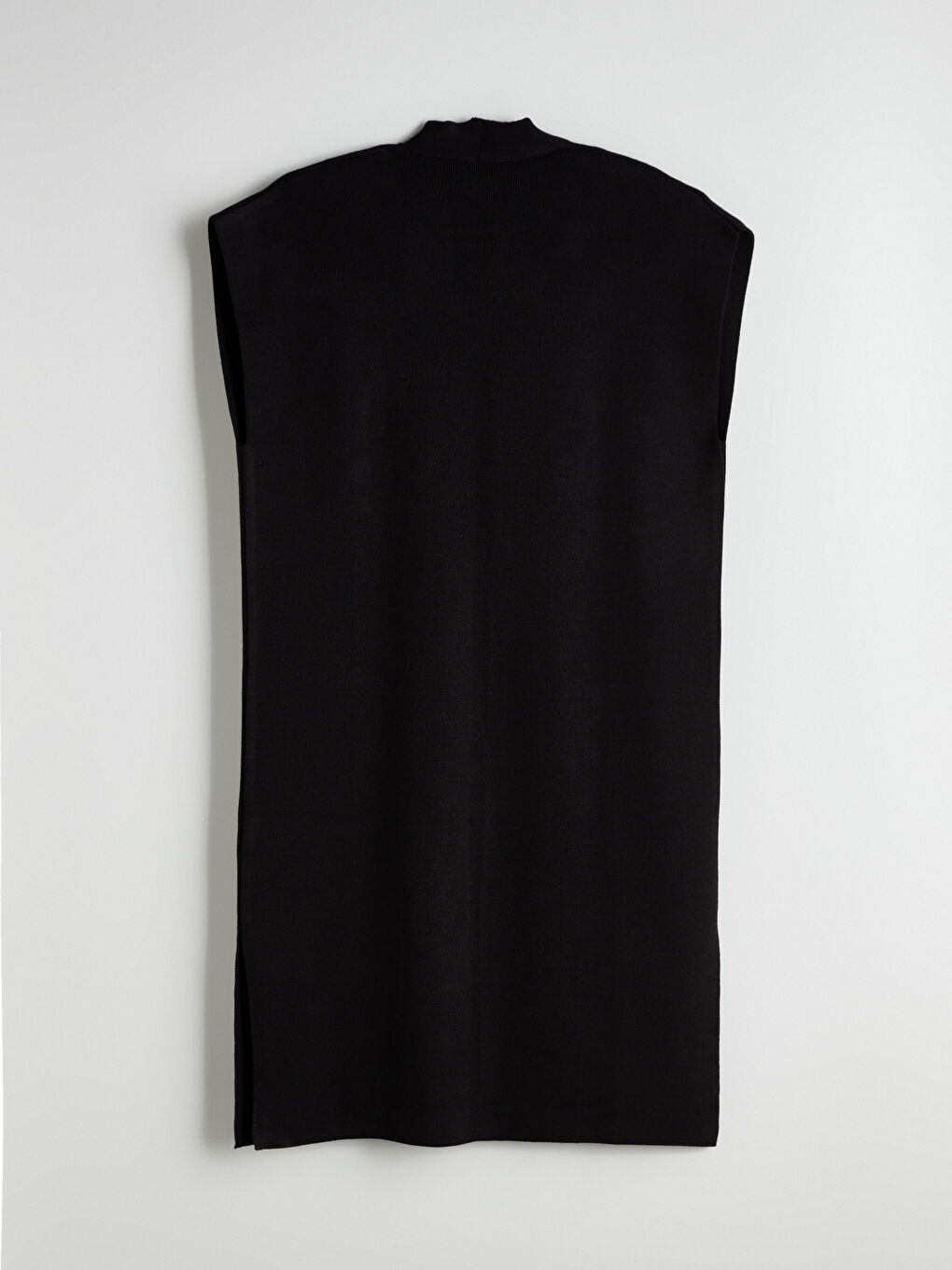 Siyah Şal Yaka Oversize Kadın Triko Yelek-6