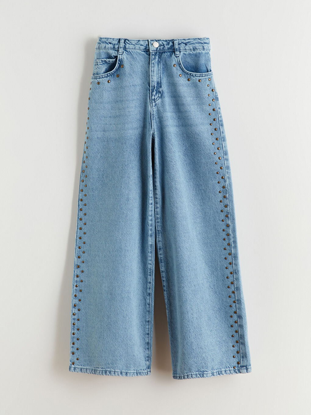 Mavi Wideleg Kız Çocuk Jean Pantolon-1