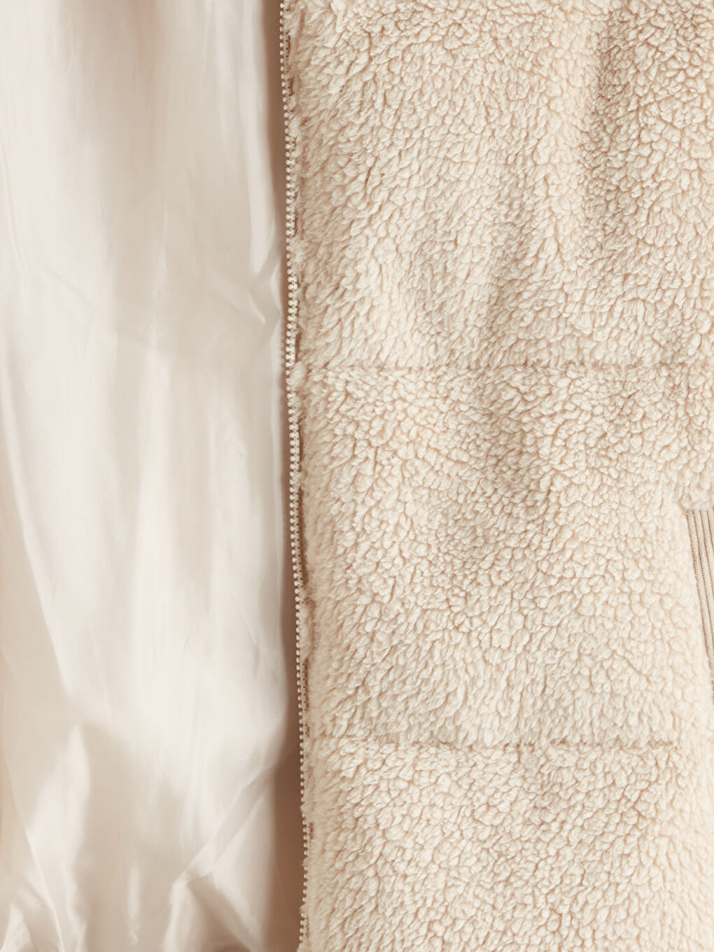 Bej Dik Yaka Erkek Pelüş Şişme Mont-6