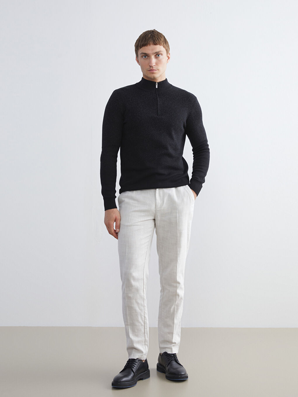 Funnel Neck Men's Knitwear Sweater-1