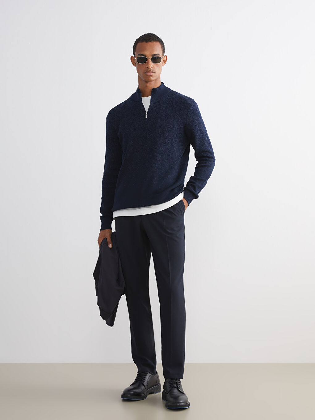 Funnel Neck Men's Knitwear Sweater-1