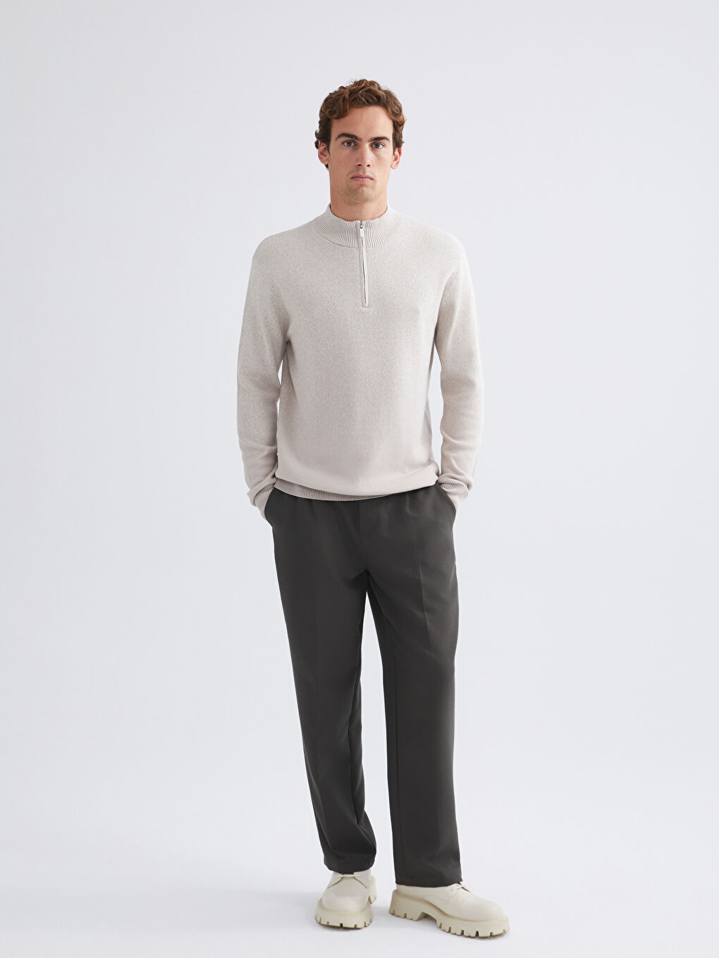 Funnel Neck Men's Knitwear Sweater-1