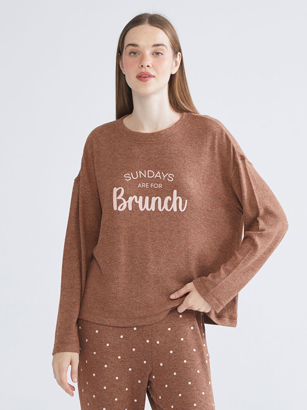 Crew Neck Printed Women's Pyjama Set-1