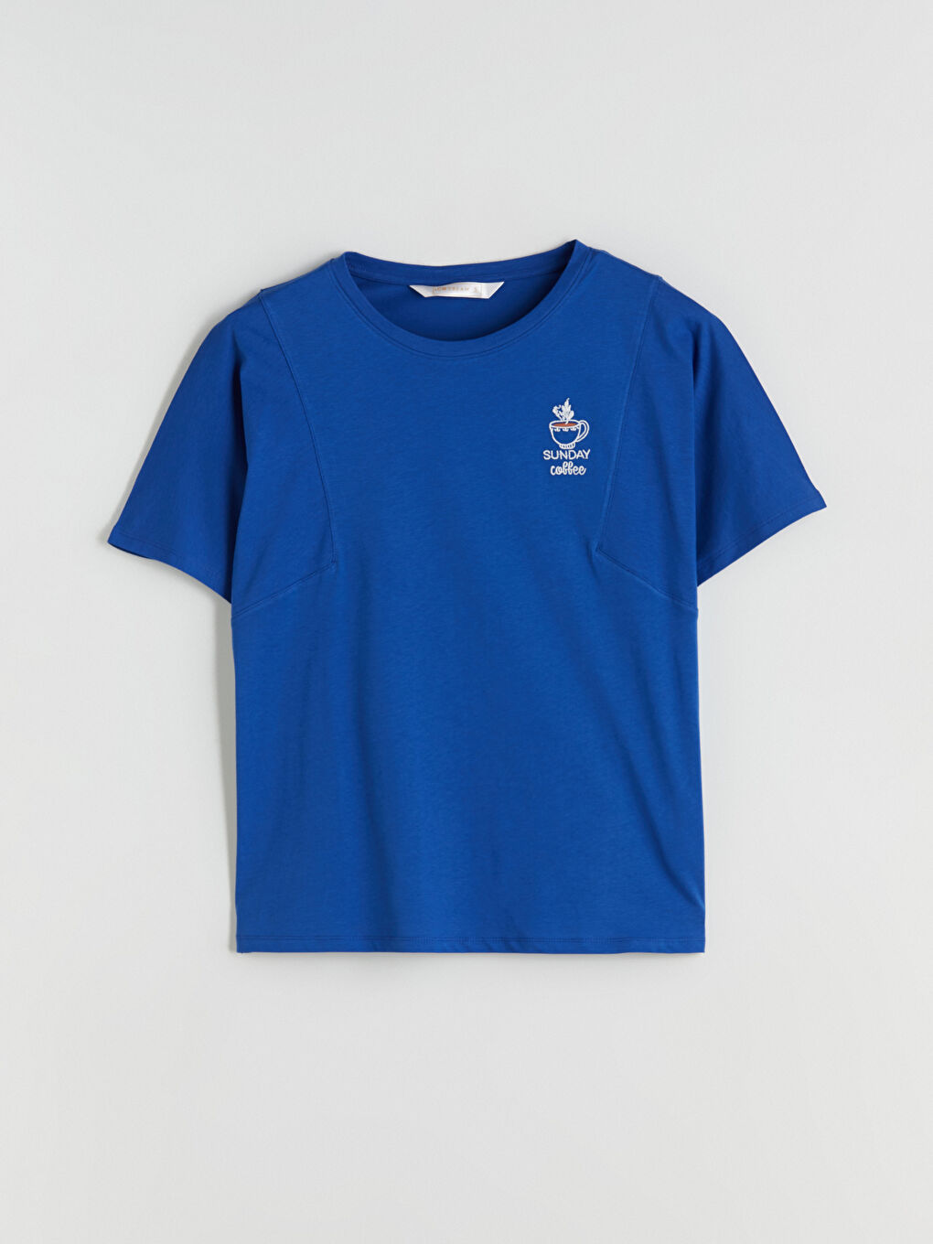 Mavi Bisiklet Yaka Baskılı Kadın Pijama Üstü-4