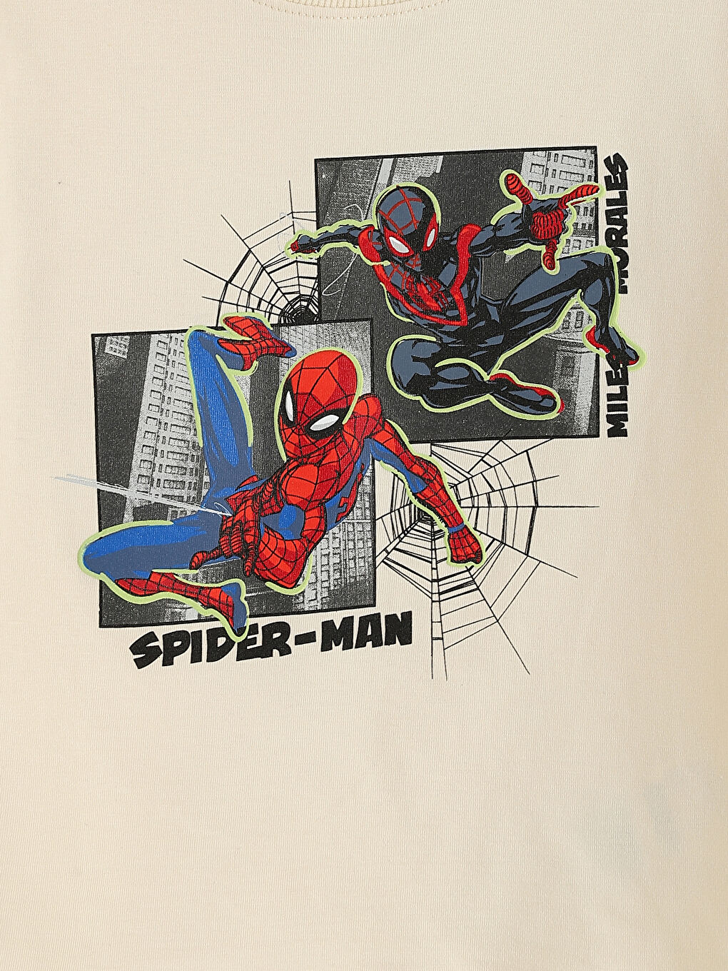 تيشيرت كم طويل مطبوع سبايدرمان بياقة دائرية للأولاد-2