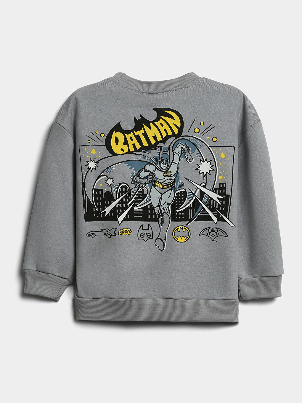 Crew Neck Batman Printed Long Sleeve Boys' Sweatshirt-1