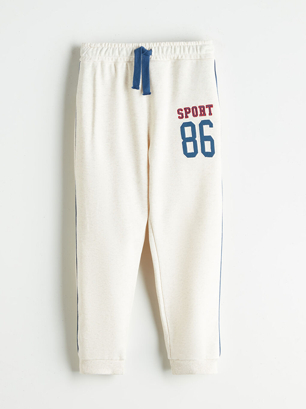 Ekru Beli Lastikli Nakışlı Erkek Çocuk Jogger Eşofman Altı-1