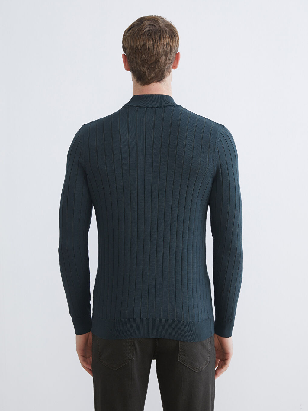 Yeşil Yarım Balıkçı Yaka Erkek Triko Kazak-3