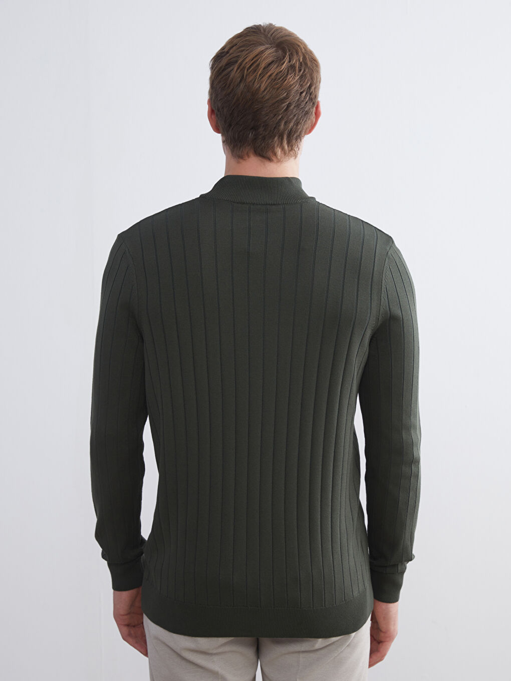 Haki Yarım Balıkçı Yaka Erkek Triko Kazak-3