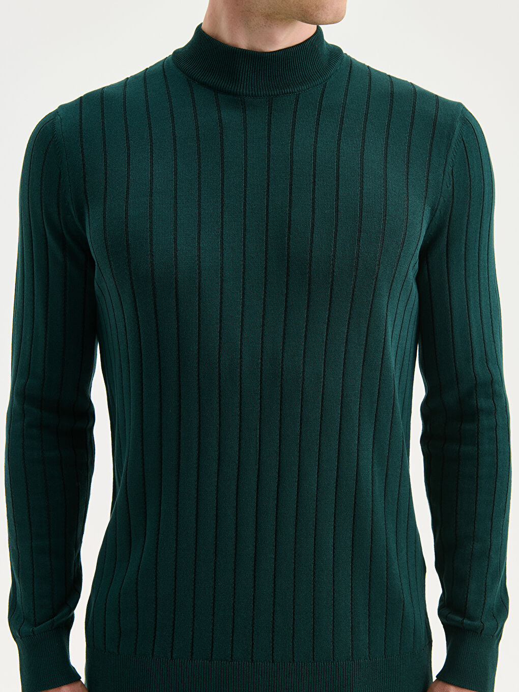 Yeşil Yarım Balıkçı Yaka Erkek Triko Kazak-2