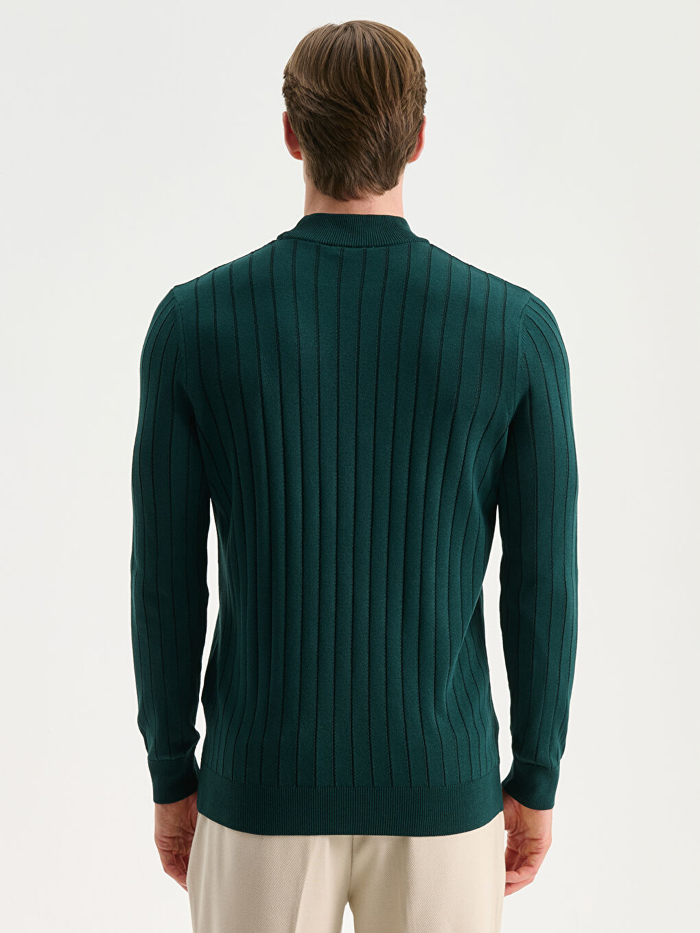 Yeşil Yarım Balıkçı Yaka Erkek Triko Kazak-3