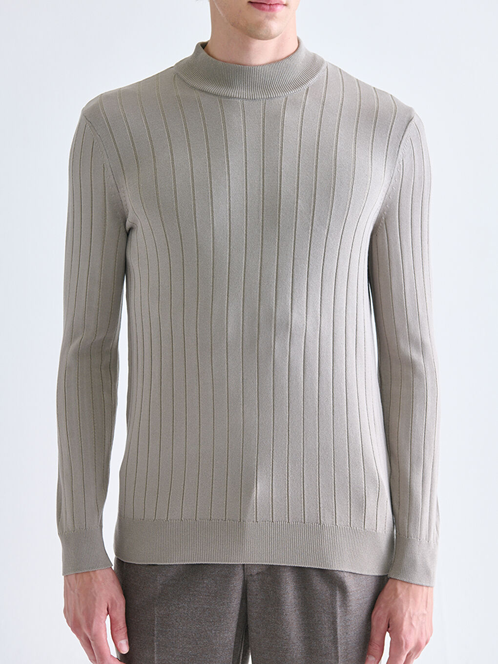 Bej Yarım Balıkçı Yaka Erkek Triko Kazak-2