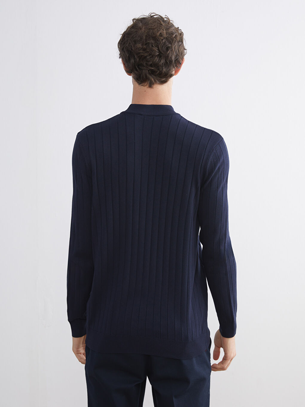 Lacivert Yarım Balıkçı Yaka Erkek Triko Kazak-3