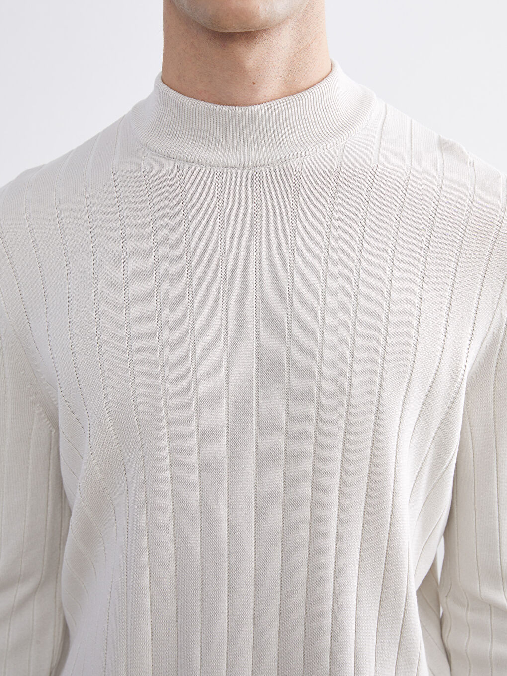 Bej Yarım Balıkçı Yaka Erkek Triko Kazak-2