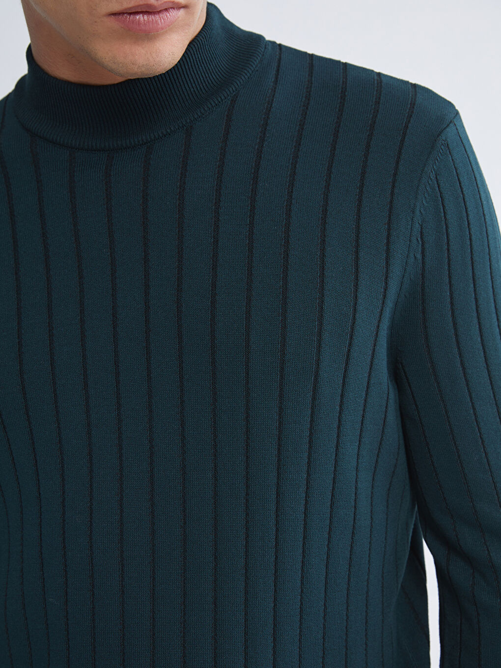 Yeşil Yarım Balıkçı Yaka Erkek Triko Kazak-2