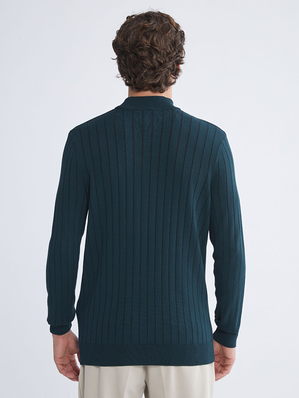 Yeşil Yarım Balıkçı Yaka Erkek Triko Kazak-3