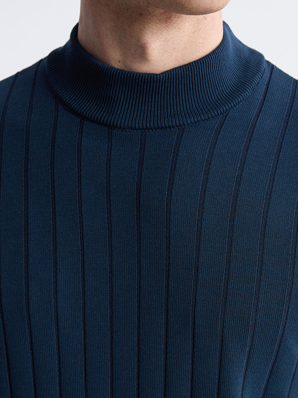 Petrol Yarım Balıkçı Yaka Erkek Triko Kazak-2