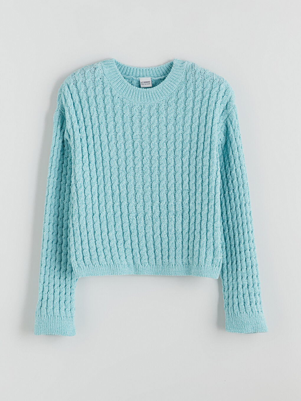 Turkuaz Bisiklet Yaka Kız Çocuk Kazak