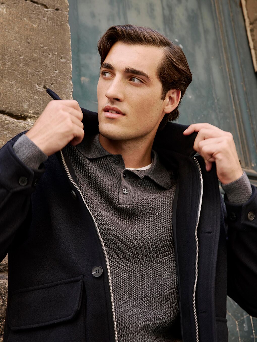 Polo Neck Men's Knitwear Sweater