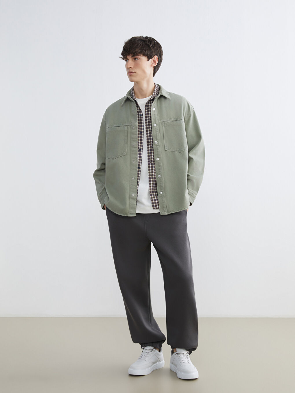 Gri Rahat Kalıp Erkek Kalın Jogger Eşofman Altı