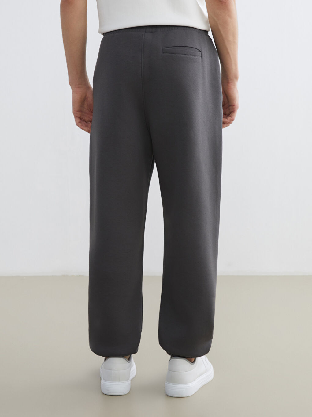 Gri Rahat Kalıp Erkek Kalın Jogger Eşofman Altı-3