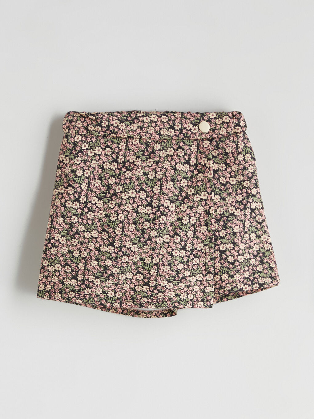 Siyah Çiçekli Kız Çocuk Şort Etek ve Külotlu Çorap 2'li-4