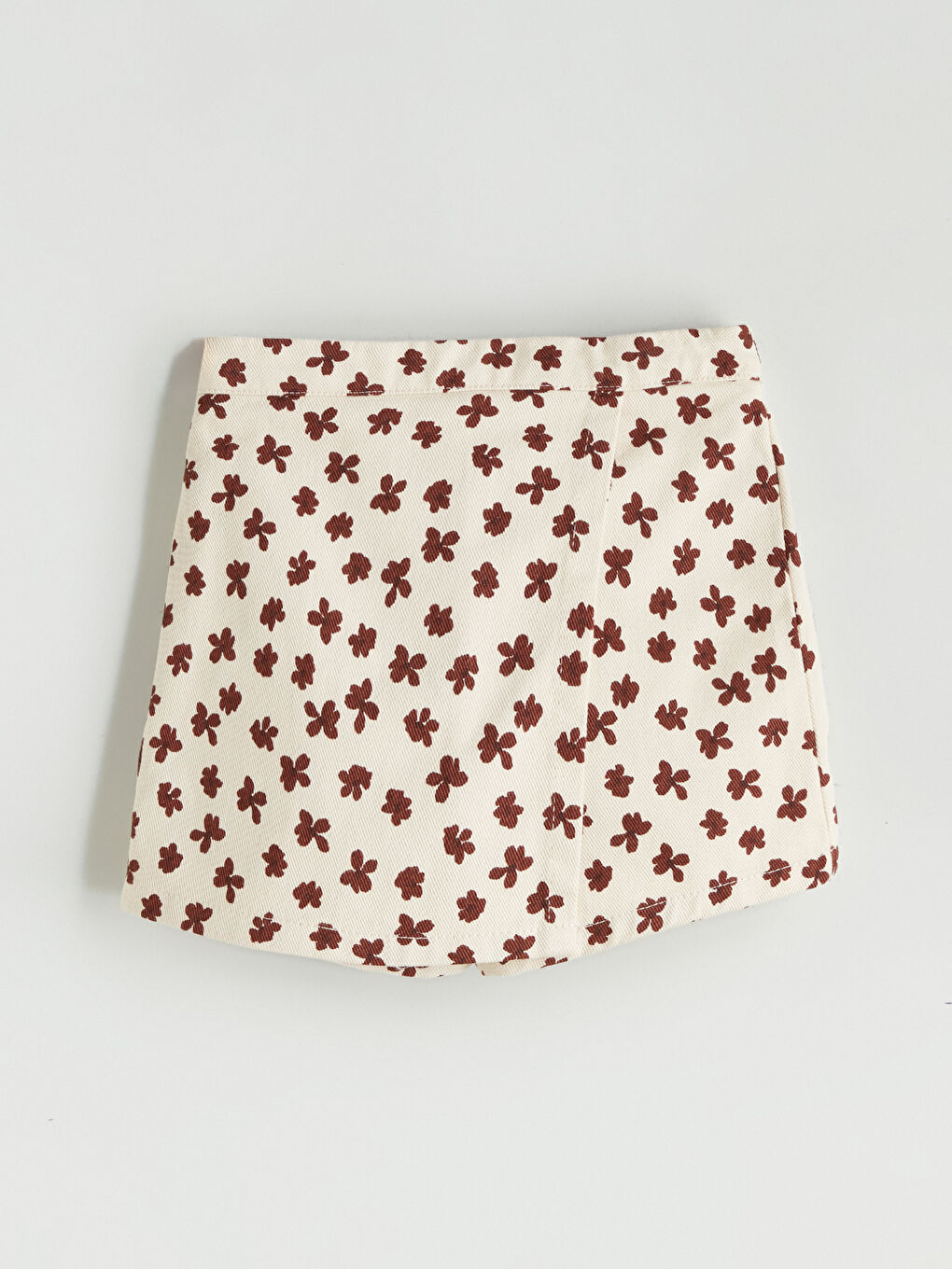 Kahverengi Çiçekli Kız Çocuk Şort Etek ve Külotlu Çorap 2'li-1