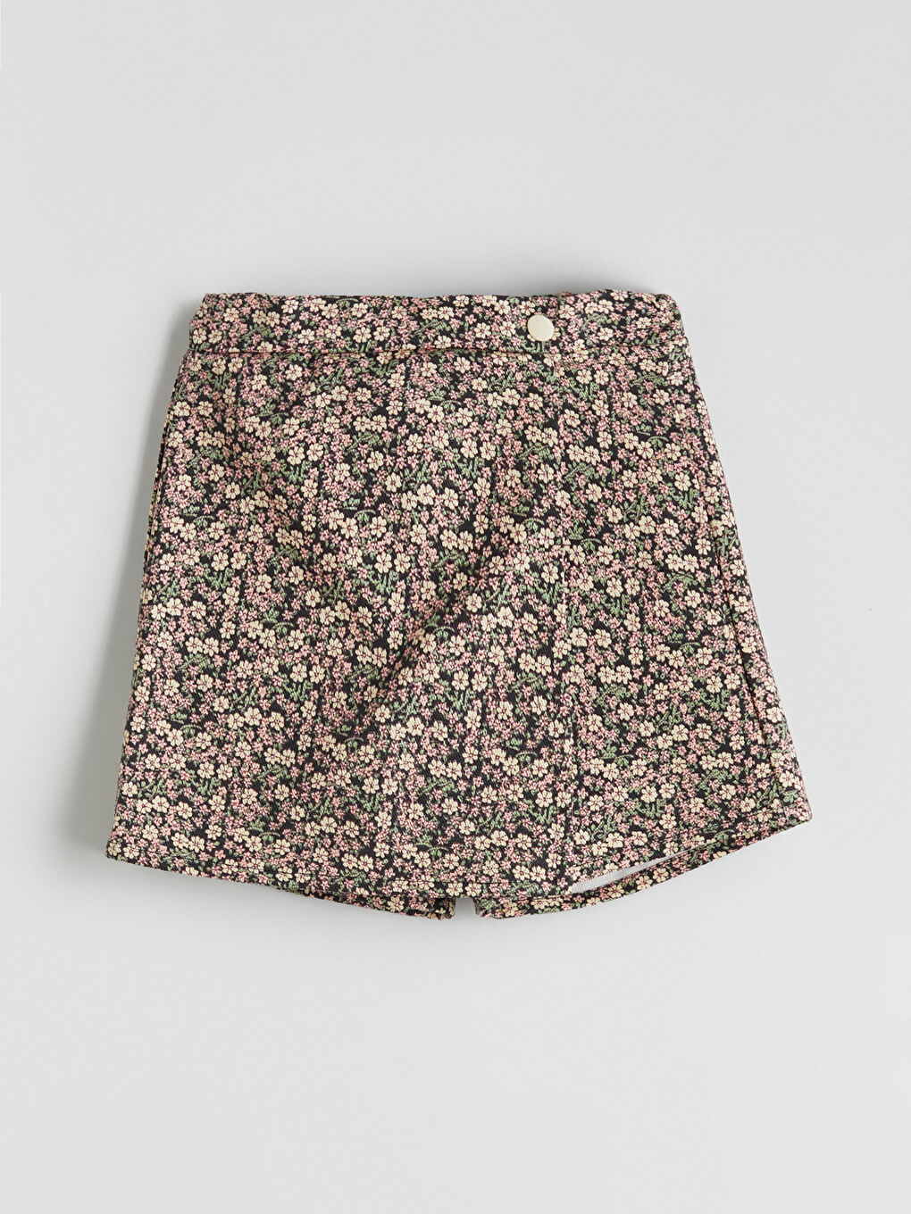 Siyah Çiçekli Kız Çocuk Şort Etek ve Külotlu Çorap 2'li-3