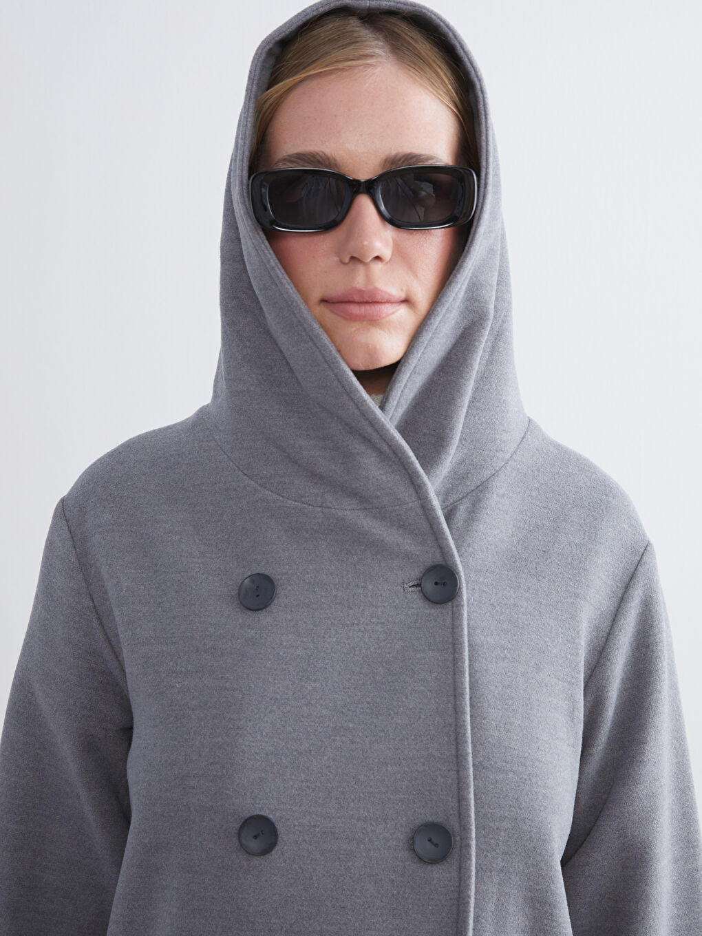 Woman GREY Wool Blended Overcoat-2
