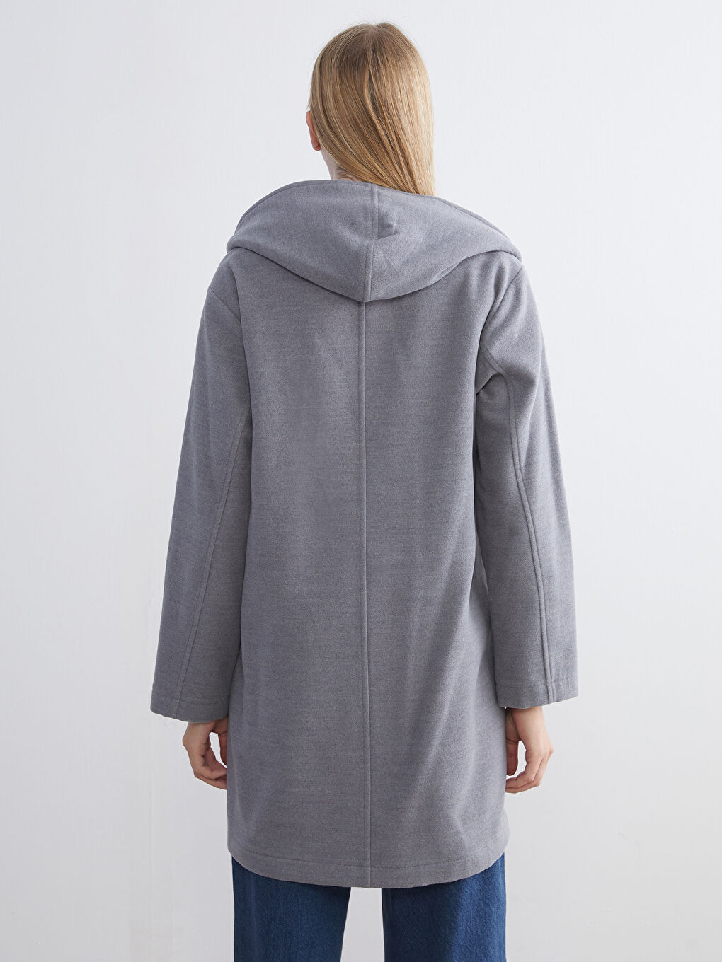 Woman GREY Wool Blended Overcoat-4