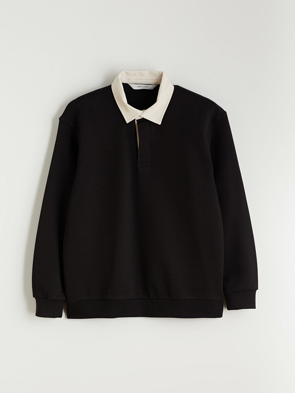 Kahverengi Kontrast Polo Yakalı Erkek Sweatshirt-4