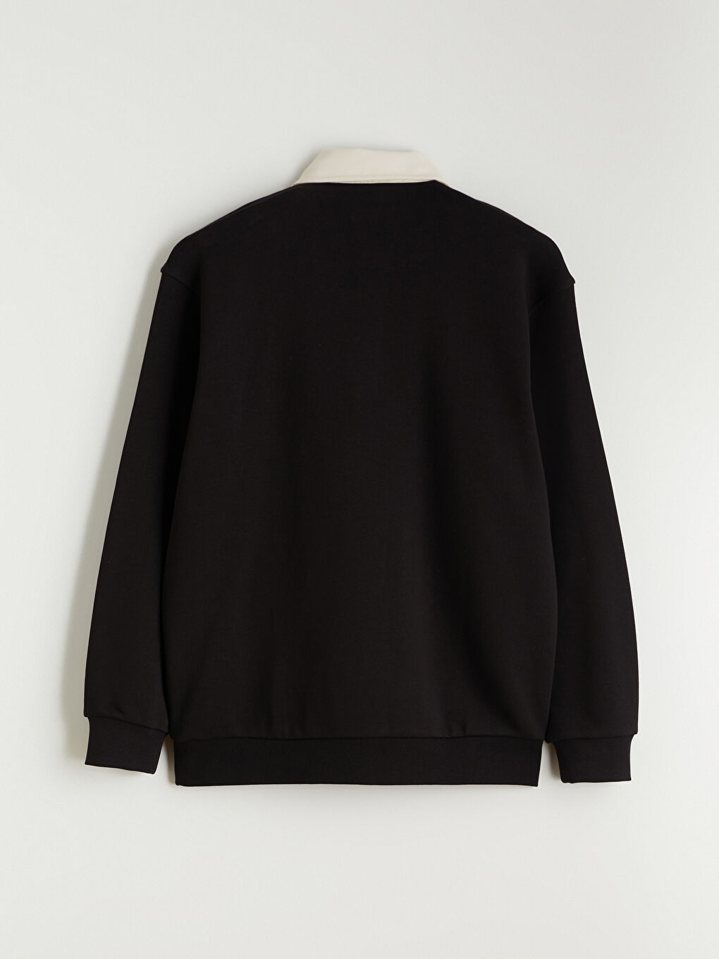 Kahverengi Kontrast Polo Yakalı Erkek Sweatshirt-5