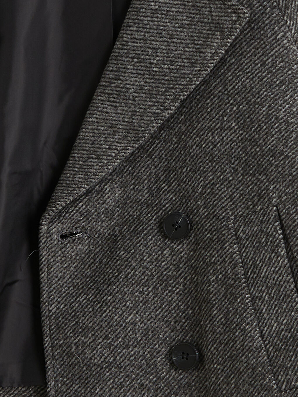 Gri Kruvaze Yaka Desenli Kadın Kaşe Ceket-6