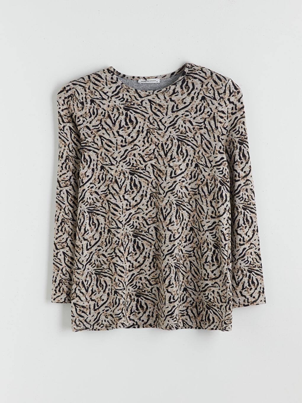 Crew Neck Patterned Blouse-4