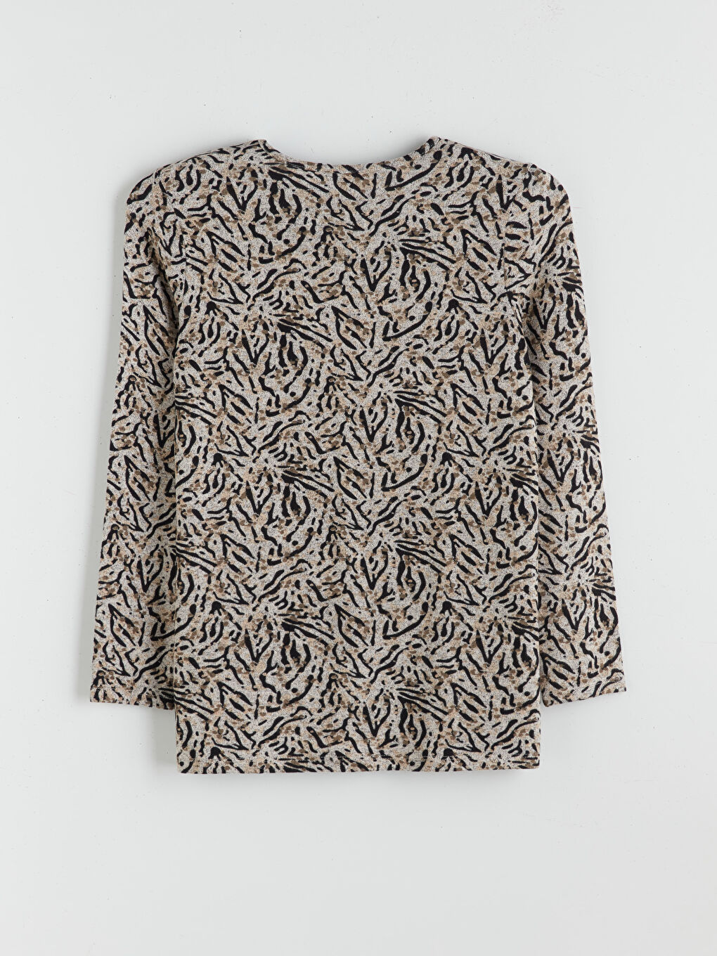 Crew Neck Patterned Blouse-5