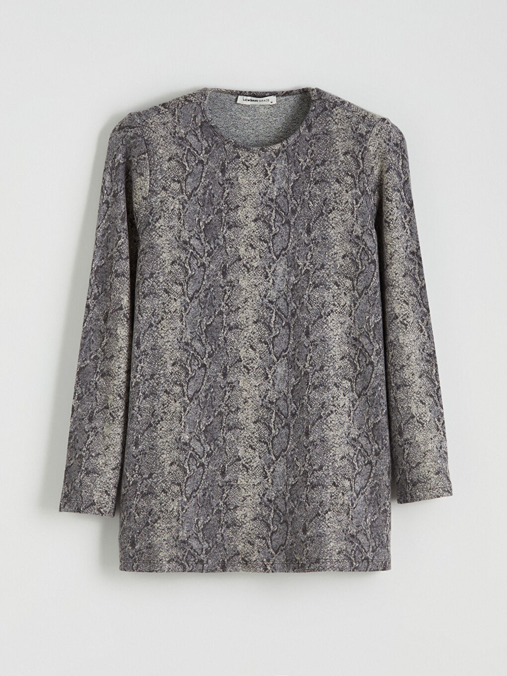 Crew Neck Patterned Blouse-5