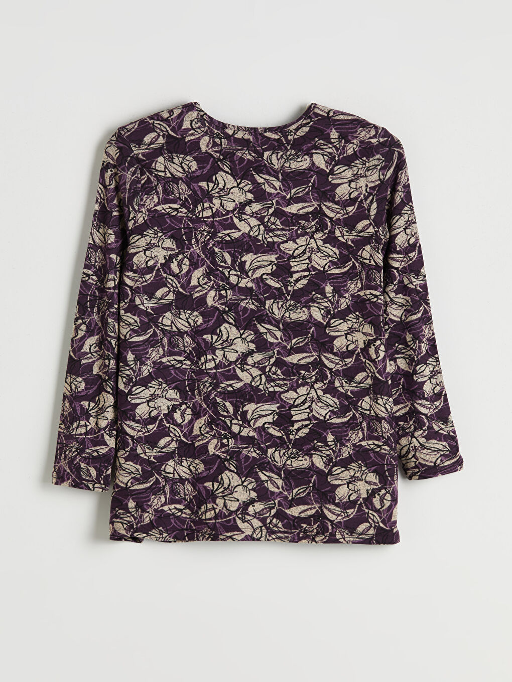Mor Bisiklet Yaka Desenli Bluz-5