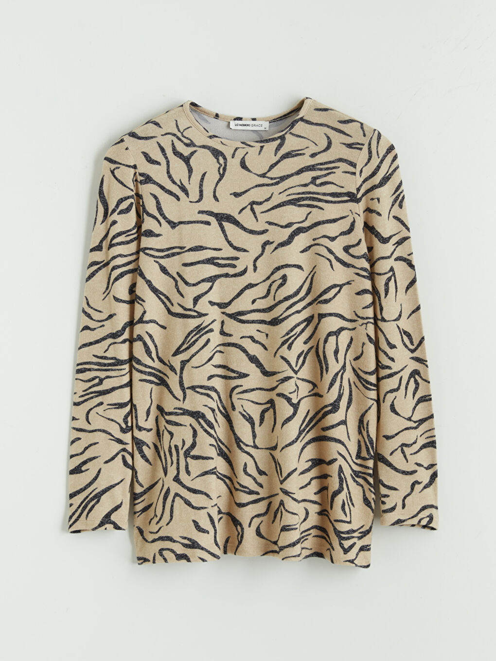 Siyah Bisiklet Yaka Desenli Bluz-4