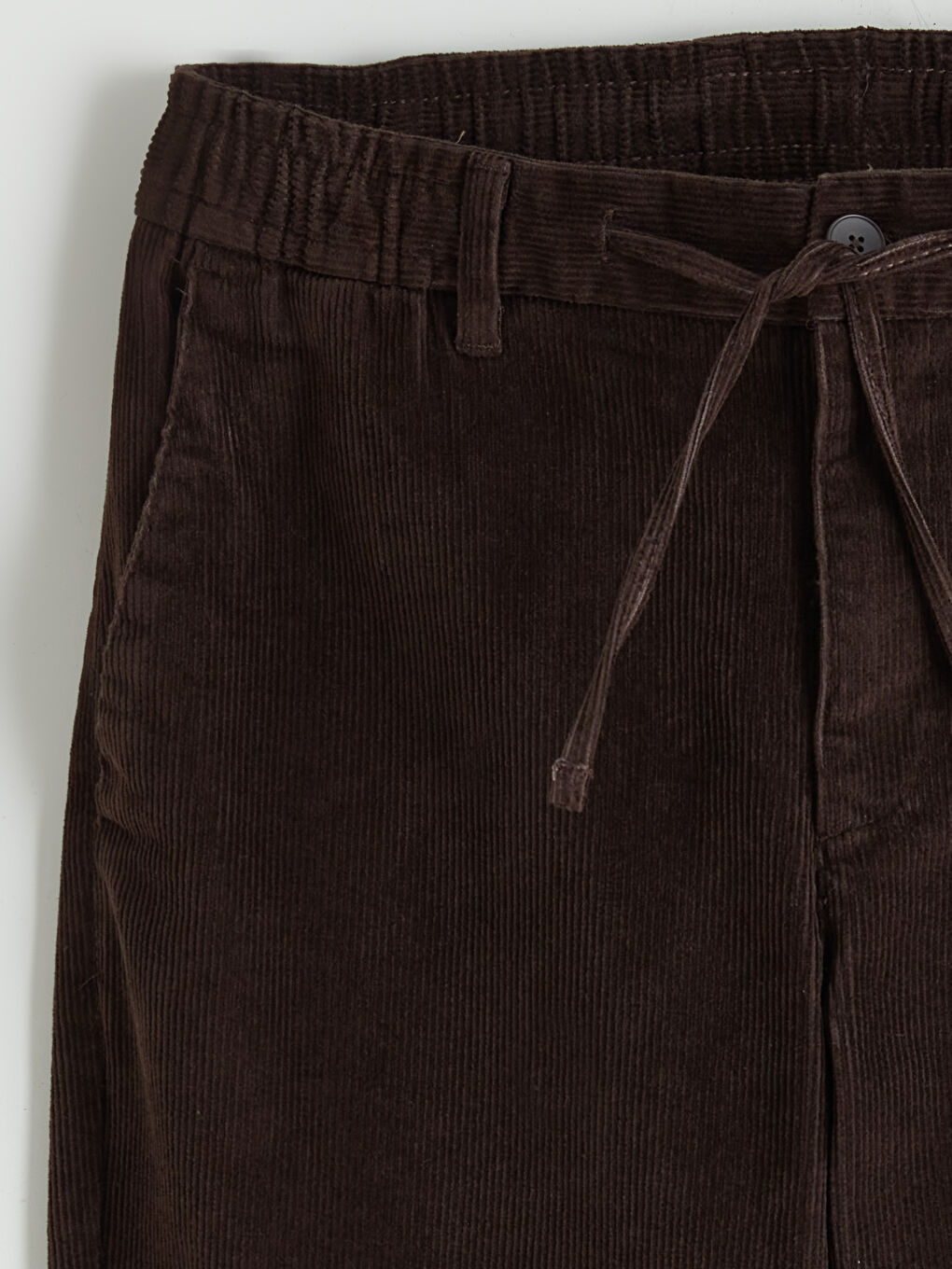 Kahverengi Standart Kalıp Kadife Erkek Pantolon-5