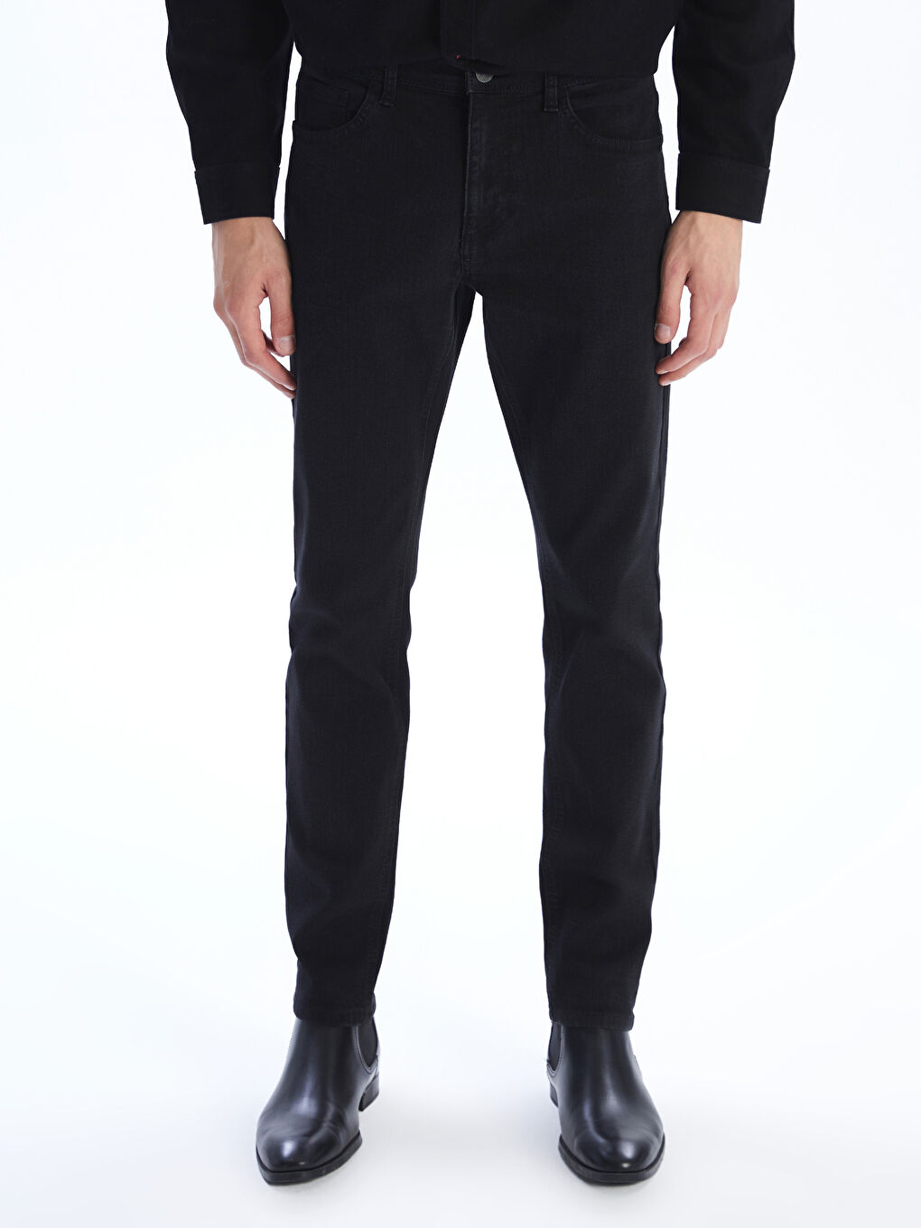 Siyah Regular Fit Erkek Jean Pantolon-1