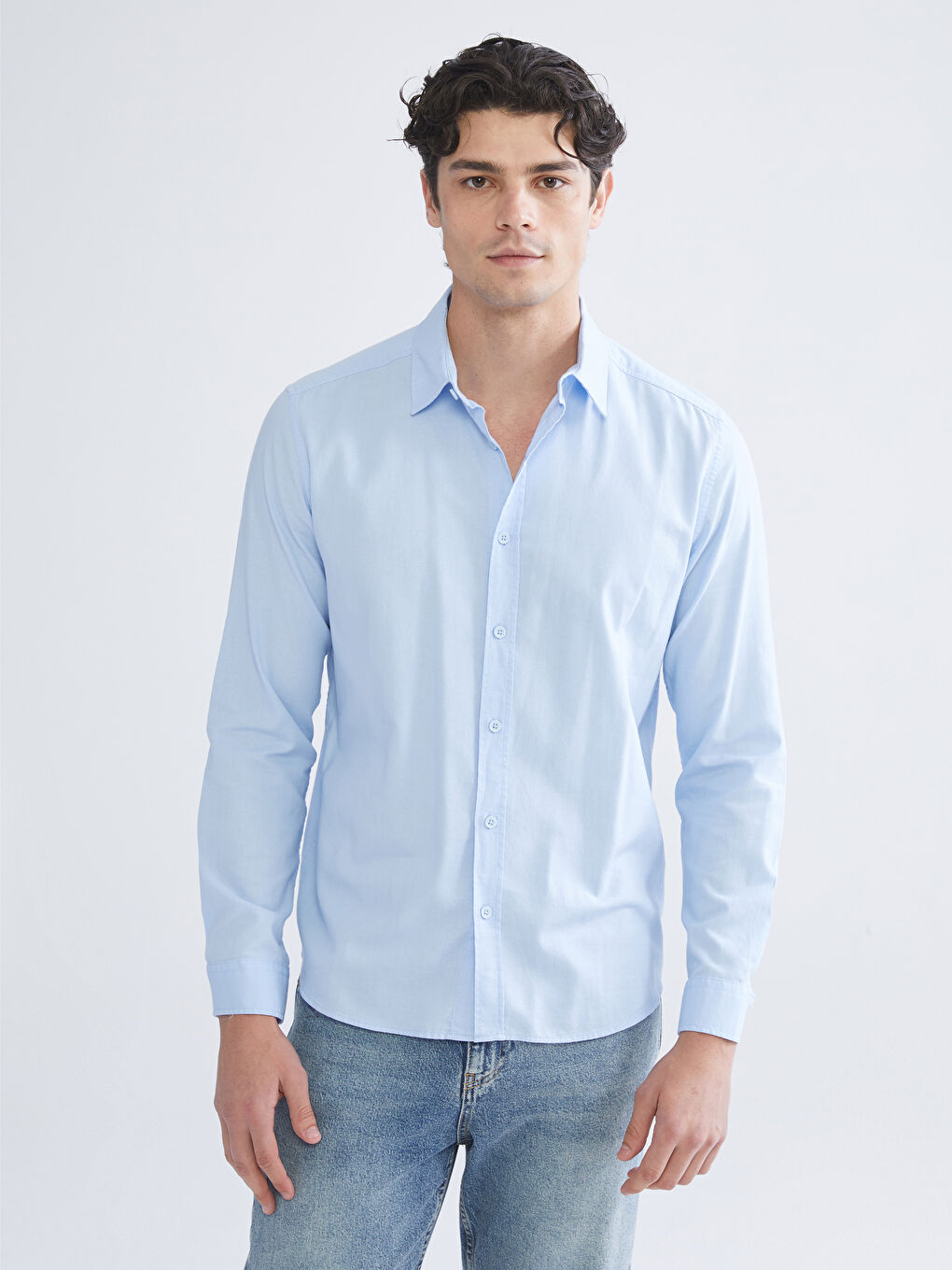 XSIDE Regular Fit Long Sleeve Gabardine Men's Shirt -W5BJ82Z8-FZ7