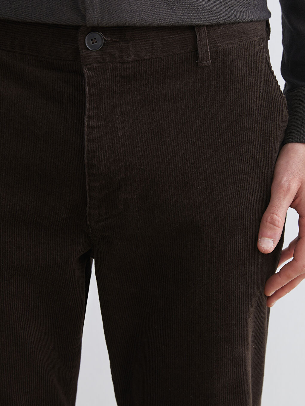 Kahverengi Standart Kalıp Erkek Pantolon-2