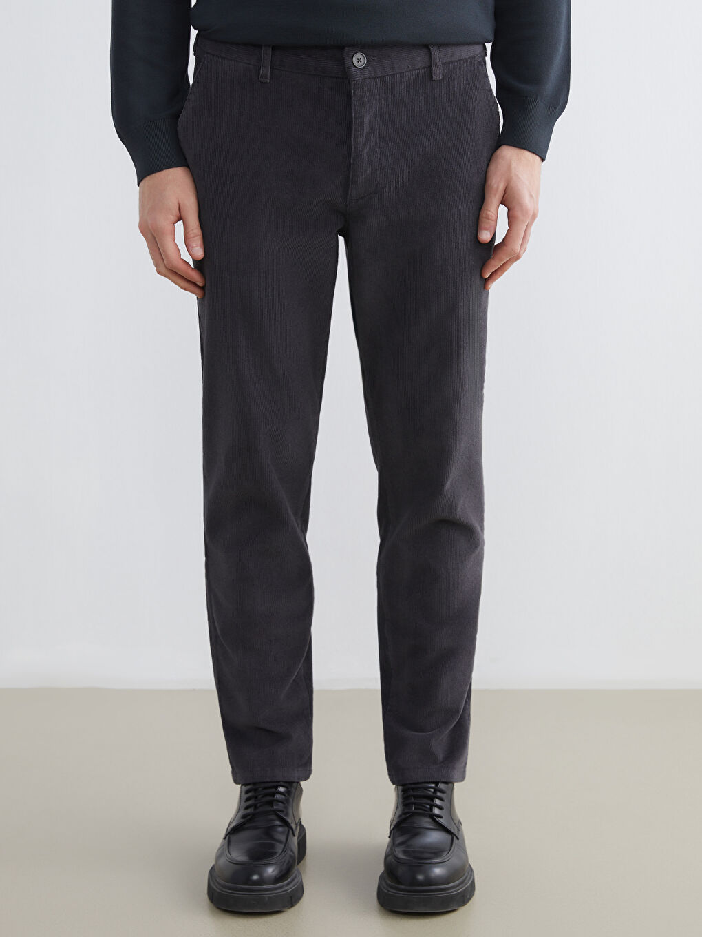 Antrasit Standart Kalıp Erkek Pantolon-1