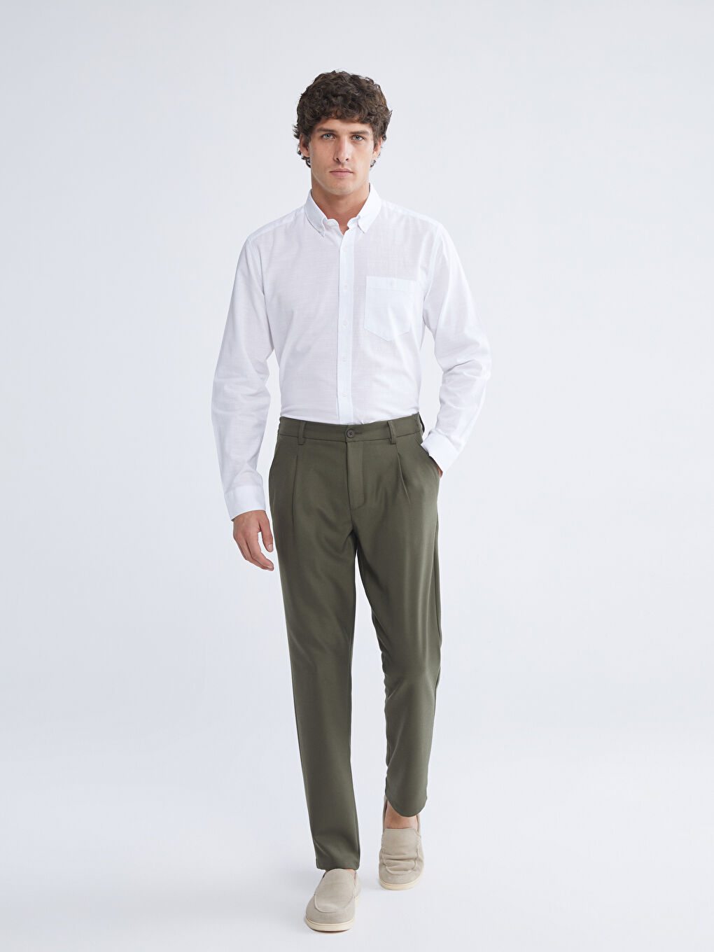 Haki Standart Kalıp Erkek Pantolon