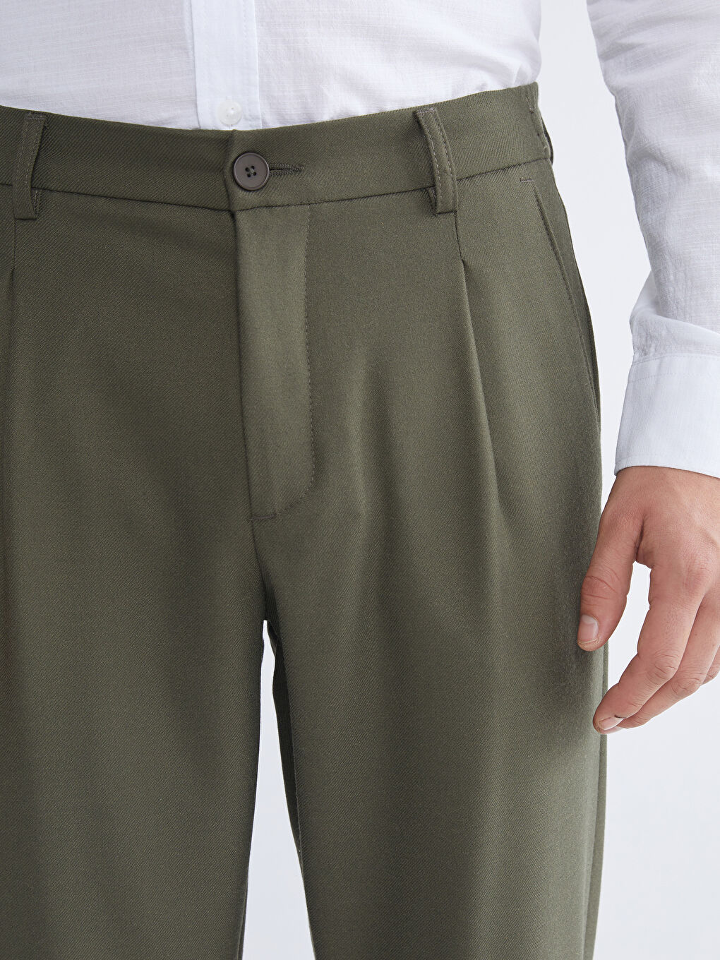 Haki Standart Kalıp Erkek Pantolon-2